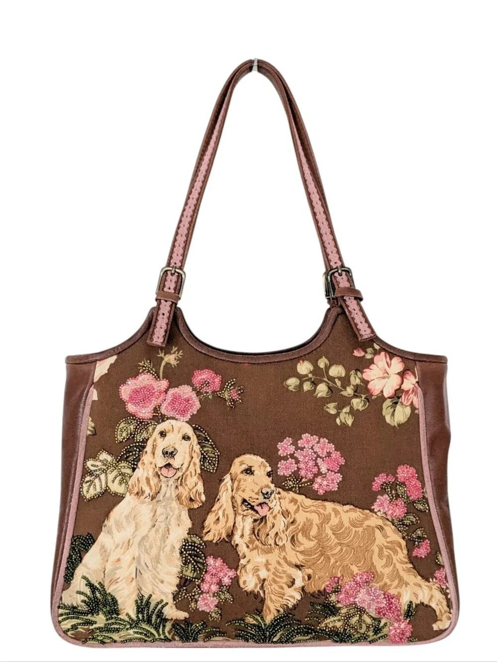 Isabella Fiori Embellished Cocker Spaniel and Terrier Shoulder Bag